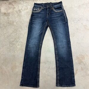 Lamasini‎ Dark Wash Straight Leg Jeans Mens Size 28 30 Cotton Polyester Spandex